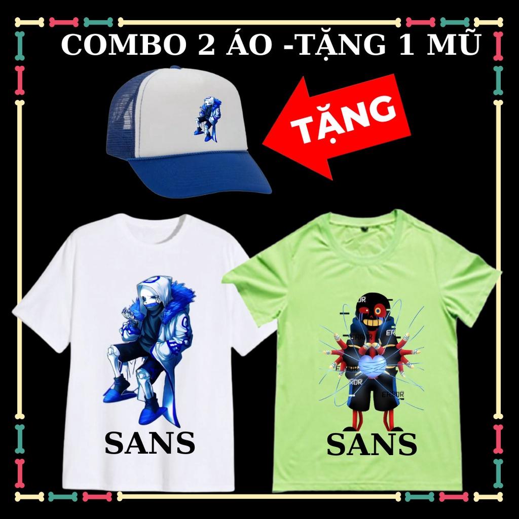 Combo 2 áo Error 404 Sans, Error 505 Sans bé trai, bé gái, kèm Mũ lưỡi trai Undertale Sans