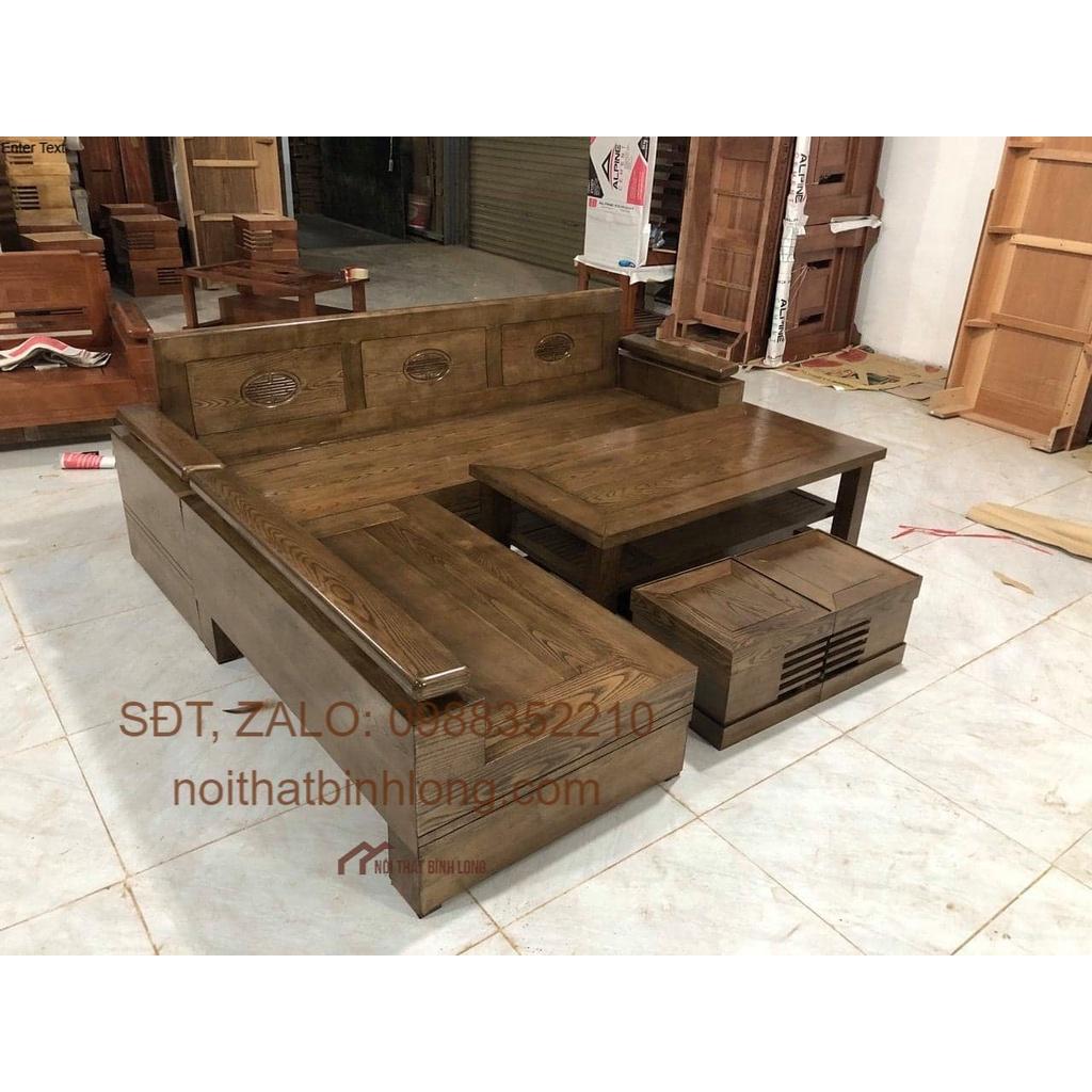 Bàn ghế Sofa góc L gỗ sồi Nga BG084