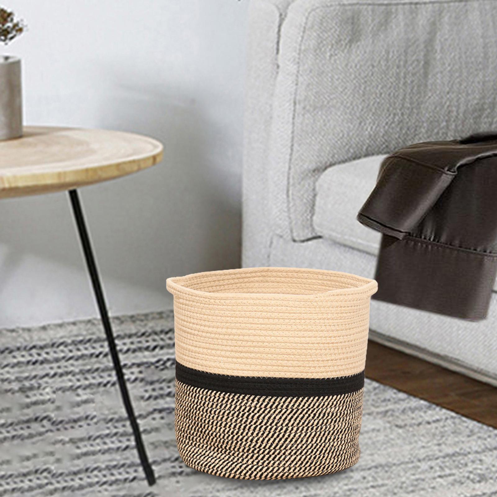 Laundry Hamper, Decorative Organizing Basket, Freestanding Woven Rope Storage Basket for Socks Blanket Toys