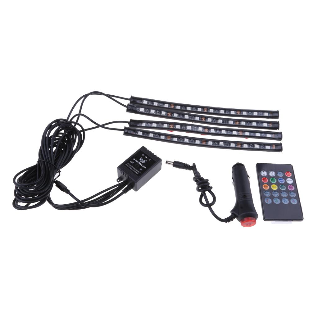 LED 8Color RGB Strip Sound Activated Car Interior Music Lights Ambient Light