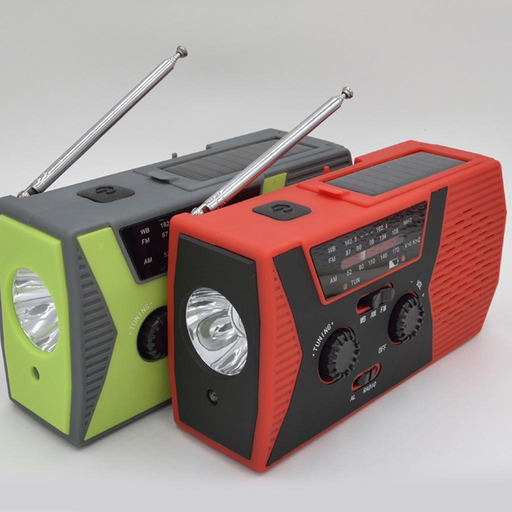 Multi-functional Solar Hand Crank  Weather Radio Flashlight Green