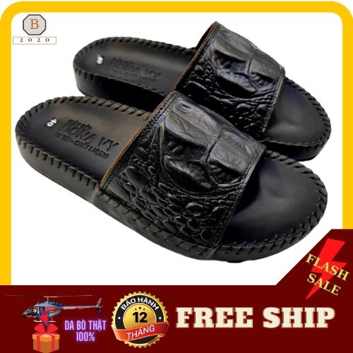DÉP QUAI NGANG NAM DA BÒ THẬT 100% ĐẾ KHÂU VIỀN ÊM CHÂN BAO CHẮC CHẮN BAO ĐI MƯA