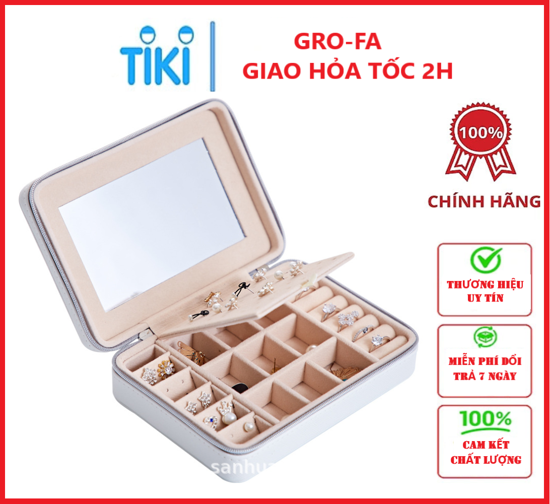 Hộp Đựng Trang Sức Bằng Da PU Nhiều Mẫu , Nhiều Cỡ - Chính Hãng GROFA