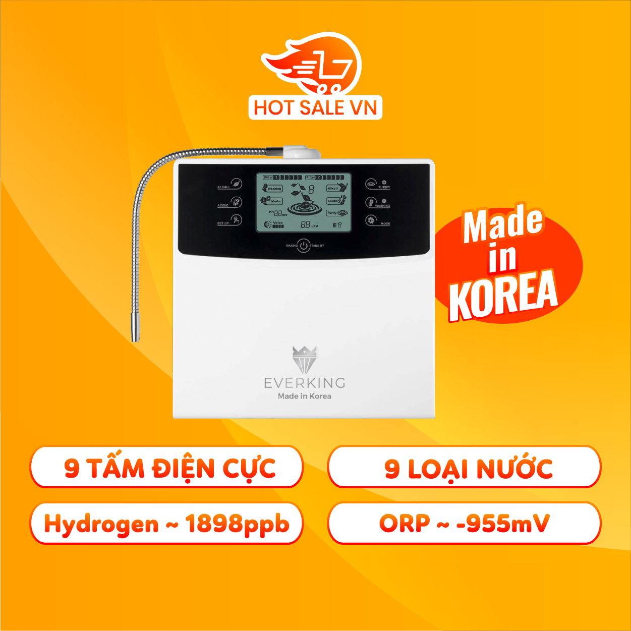 Máy Lọc Nước Điện Giải Ion Kiềm EVERKING EK-99 Hàn Quốc - Hàng nhập khẩu