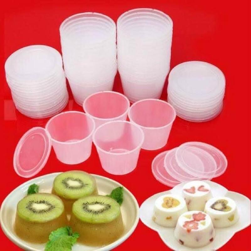 10 Hũ nhựa làm bánh flan, caramen, rau câu, sữa chua ( hộp có nắp đậy)