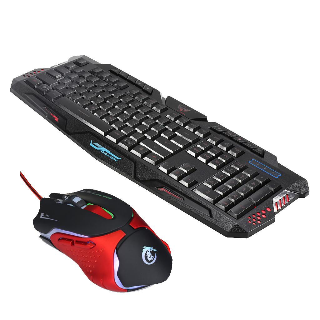 USB Wired LED Light Gaming 6 Buttons Mouse Ergonomic Keyboard Combo Set