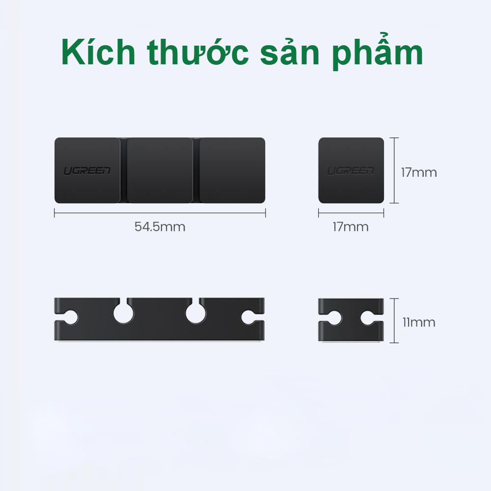 Kẹp cố định dây cáp, dây tai nghe, dây mạng, dây sạc... giúp gọn không gian 3 rãnh và 1 rãnh UGREEN 70585 - Hàng chính hãng