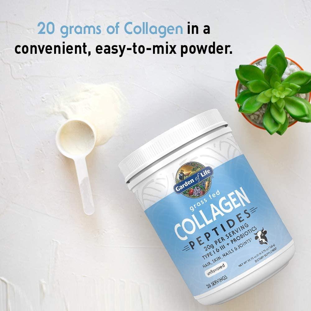 BỘT COLLAGEN Garden of Life Grass Fed Collagen Peptides Powder – Unflavored, Paleo &amp; Keto, 560g (19.75oz)