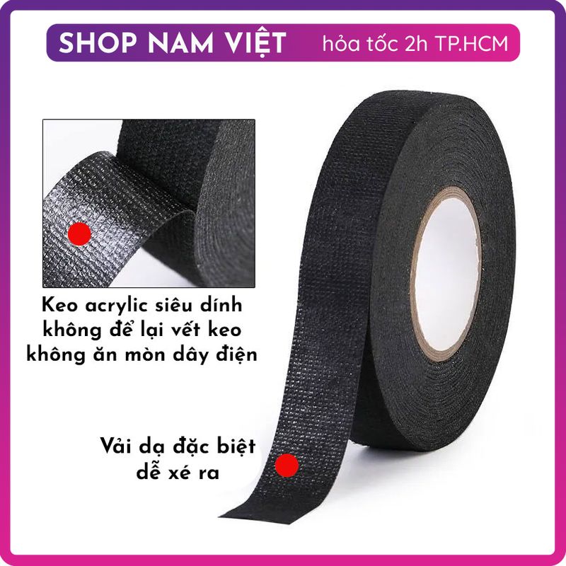 Băng Keo Nỉ Cách Điện Chịu Nhiệt Quấn Dây Điện Ô Tô Xe Máy
