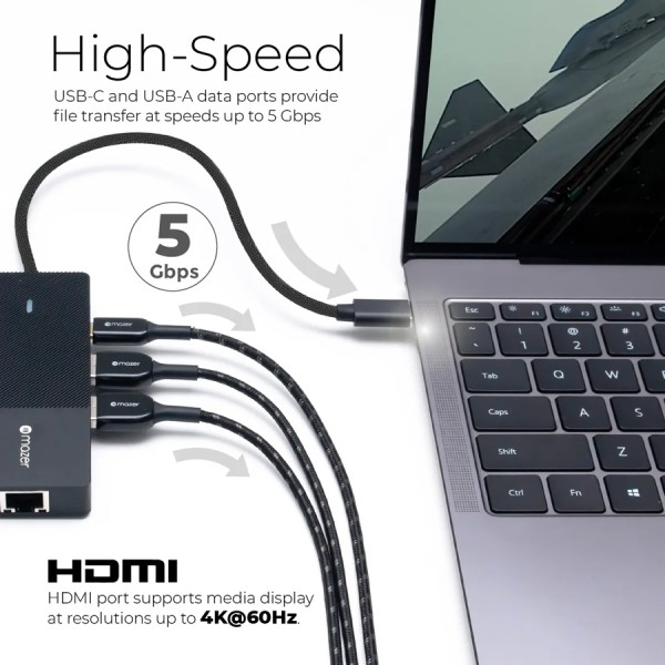 Cổng Chuyển Đổi Mazer Infinite Multimedia Pro Hub 8-in-1 USB-C - Hàng chính hãng