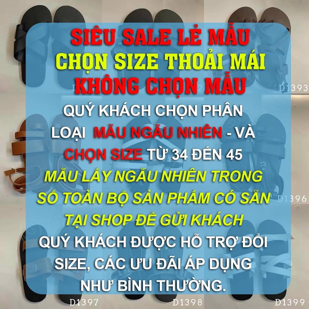 Dép sandal Nữ quai da mềm Đế bệt Cao Su ôm chân mã SD40