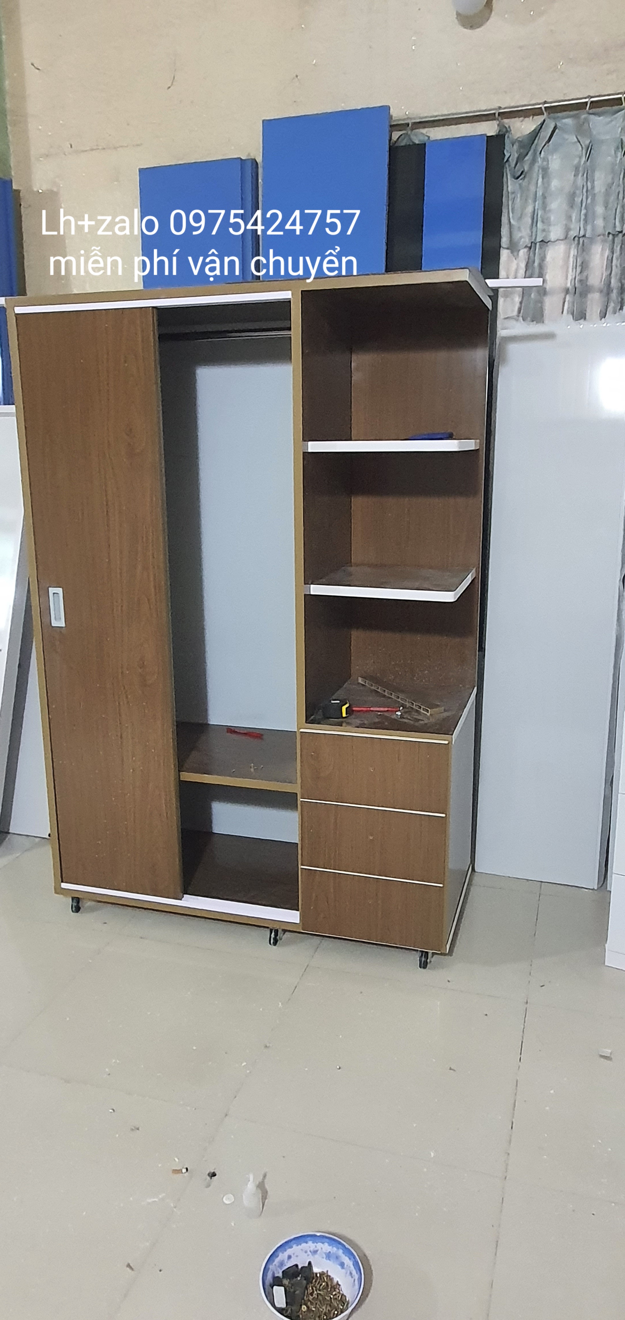 Tủ nhựa đài loan 2 cánh 1 kệ cửa lùa