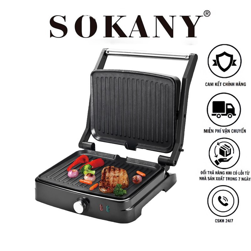Máy kẹp nướng đa năng công suất lớn 2000W 2 mặt chống dính nướng thực phẩm nhanh chóng SOKANY SK-204 - HÀNG CHÍNH HÃNG - DELIYA