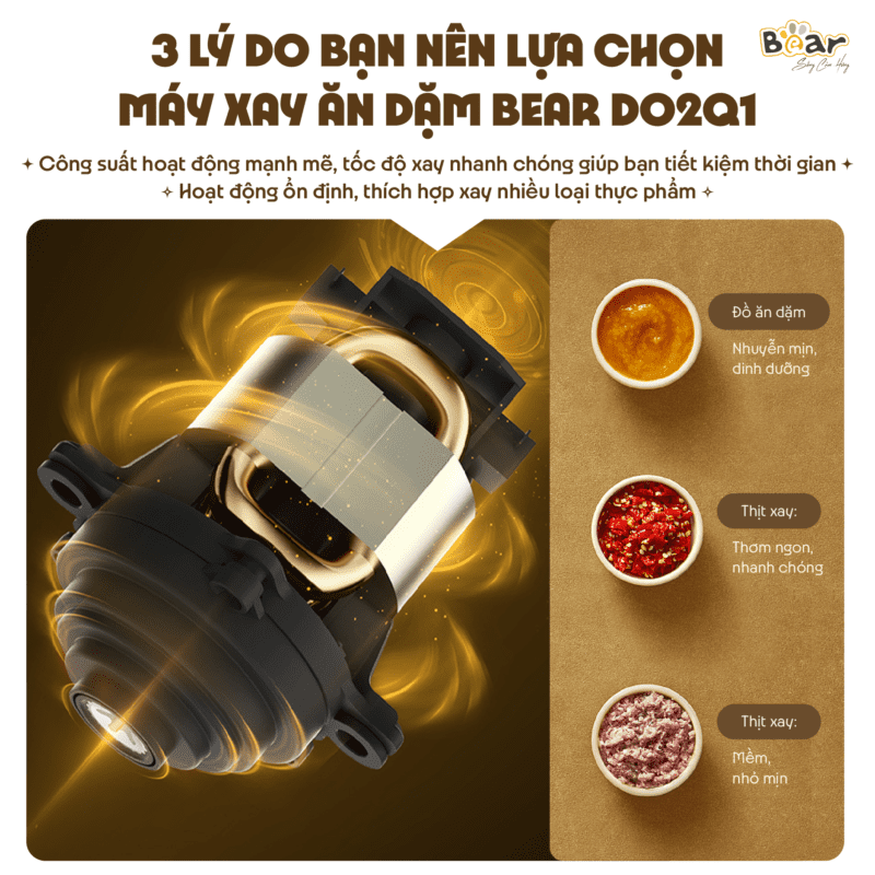 Máy xay ăn dặm 0.6L Bear QSJ-D02Q1. HÀNG CHÍNH HÃNG