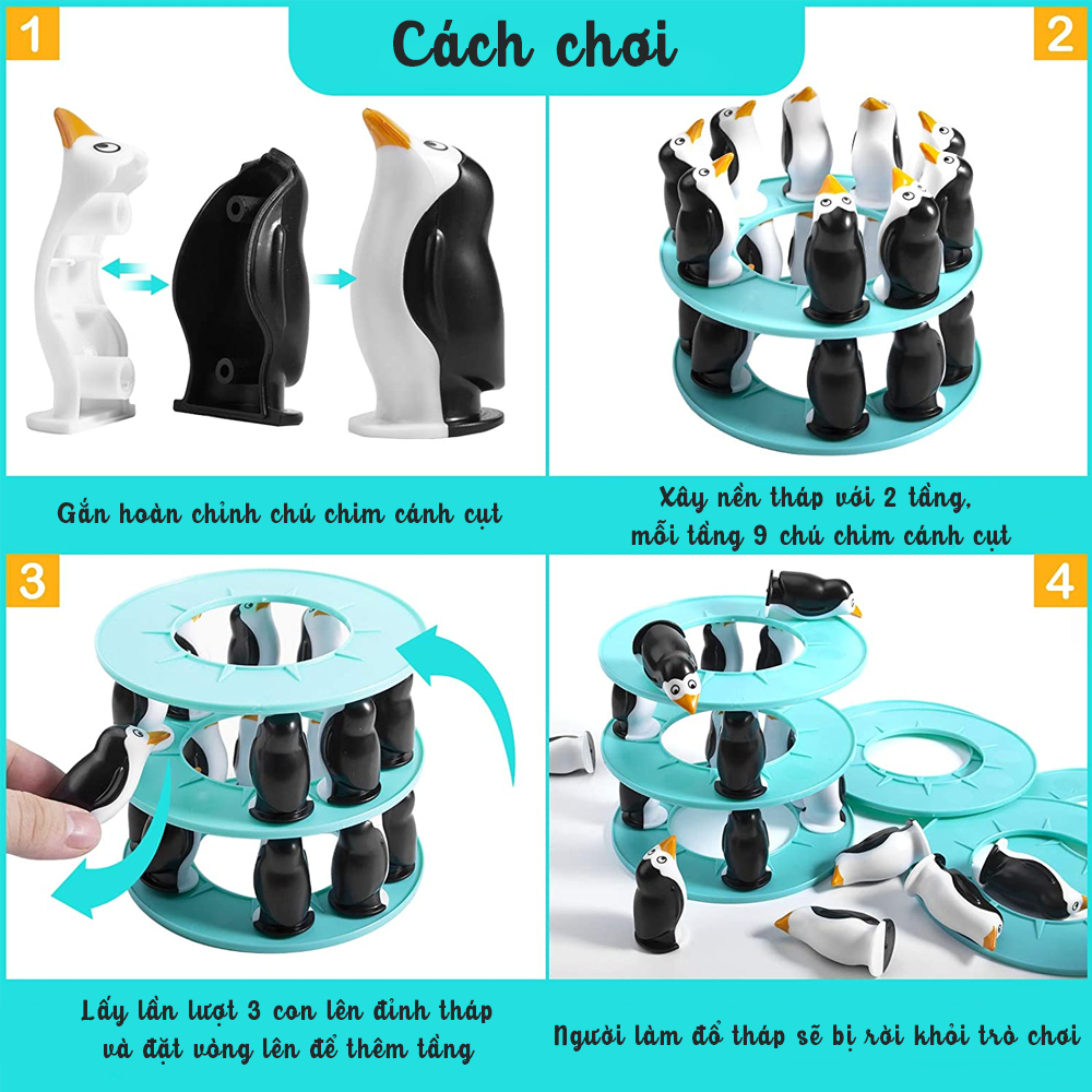 007-116 - Đồ chơi xếp hình Tháp Chim Cánh Cụt-Trò chơi đội nhóm thú vị