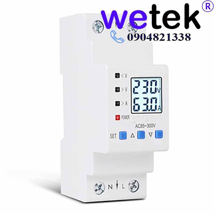 Rơ le DDS238-VAP-80A bảo vệ điện áp và dòng điện 85~300Vac, 1~80A, hiển thị V A kWh kW, dải rộng, đa năng, Hiking