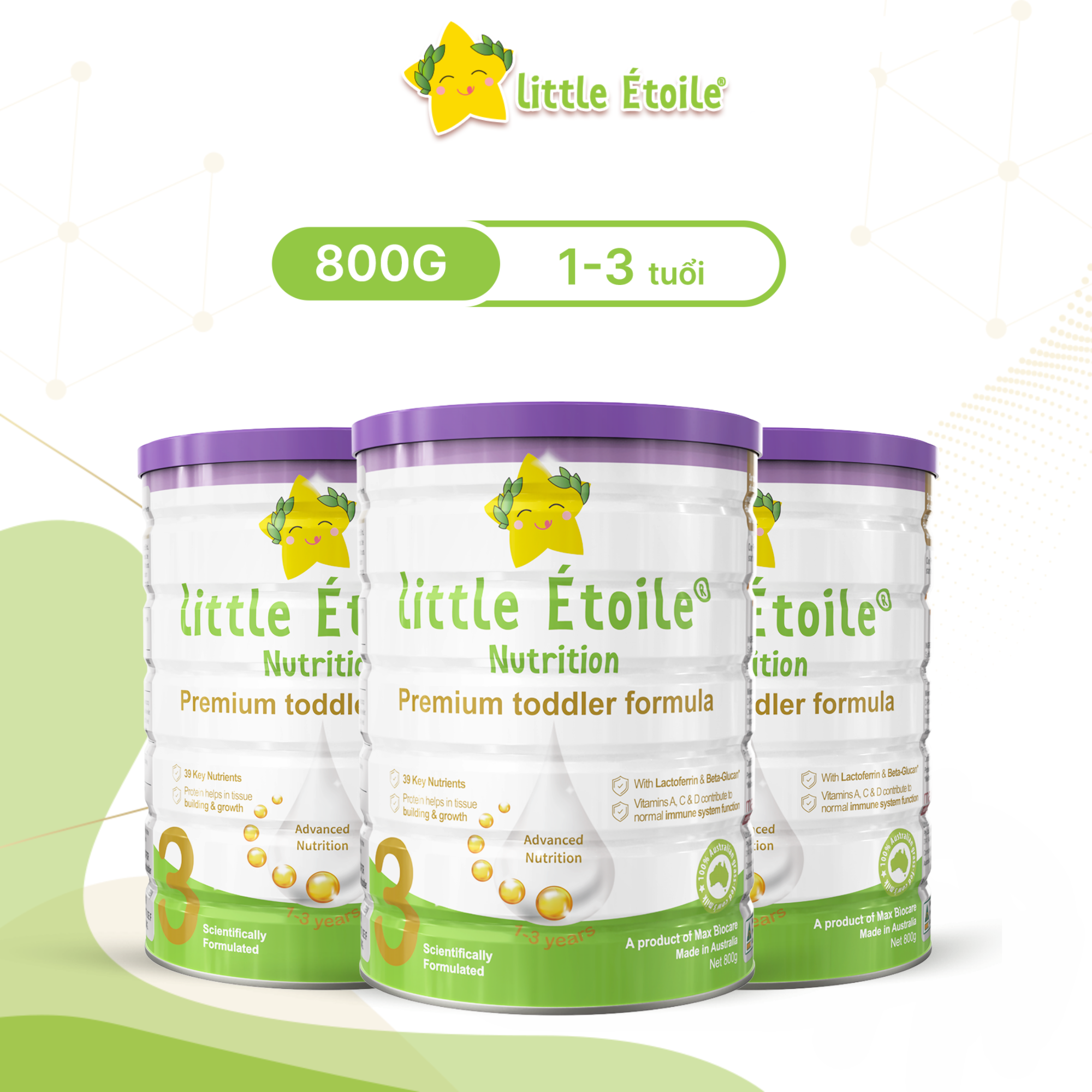 Combo 3 lon sữa bột ngôi sao nhỏ Little Étoile số 3 (1-3 tuổi) 800g