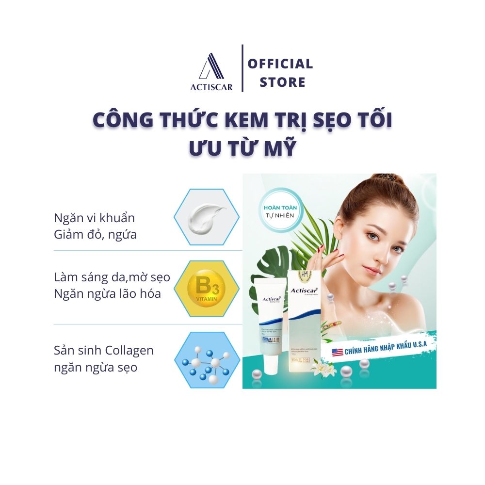 Kem Xoá Mờ Sẹo Actiscar, Mờ Sẹo Lồi, Sẹo Lõm, Sẹo Thâm, Sẹo Rỗ lâu năm 20g