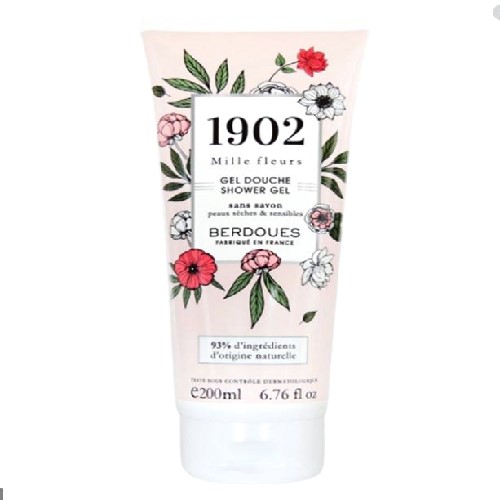 Sữa Tắm Dạng Gel Hương Nước Hoa Pháp Berdoues 1902 Miller Fleurs Shower Gel 200ml giúp dưỡng ẩm, lưu giữ hương thơm + Tặng kèm 1 móc khóa có dạng hình Tour Eiffel màu đen viền đỏ