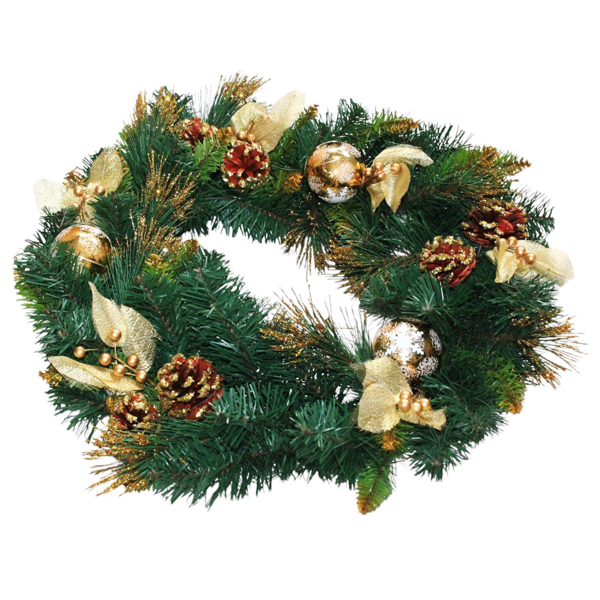 Vòng Hoa 3 Loại Lá Trang Trí Giáng Sinh 50 cm - Chaang Chiia LP-W20-3LL-GD