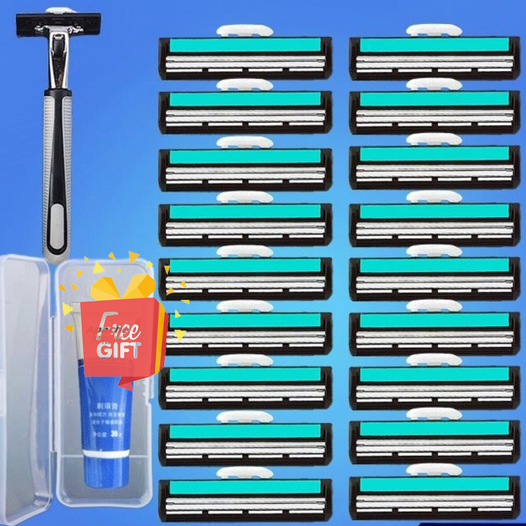 Combo Dao Cạo Râu Và Lưỡi Kép Giá Rẻ Cho Nam Giới tặng kèm tuýt kem tạo bọt
