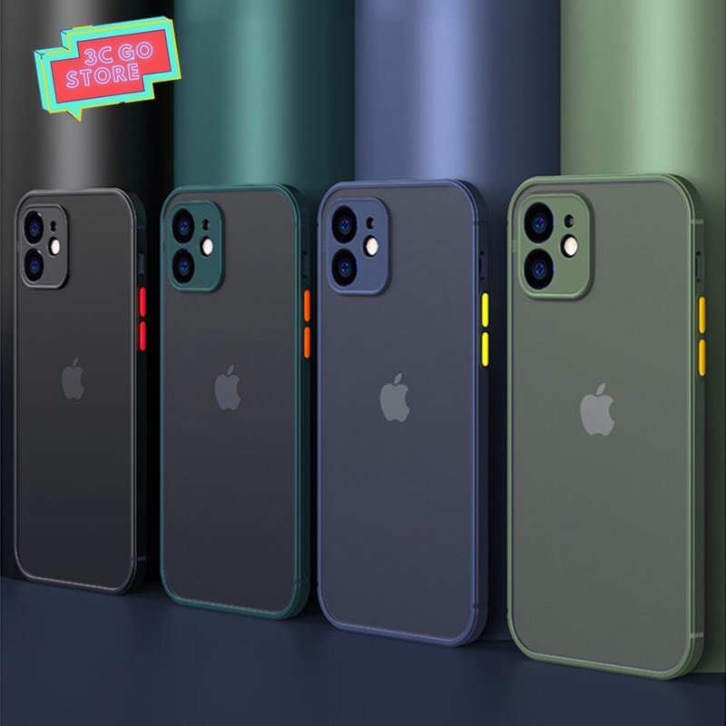 Ốp Điện Thoại Nhám Trong Mờ Chống Sốc Có Nút Cho Iphone 13 promax, 12 promax, 11 promax, xsmax, 7plus, 6plus_B059