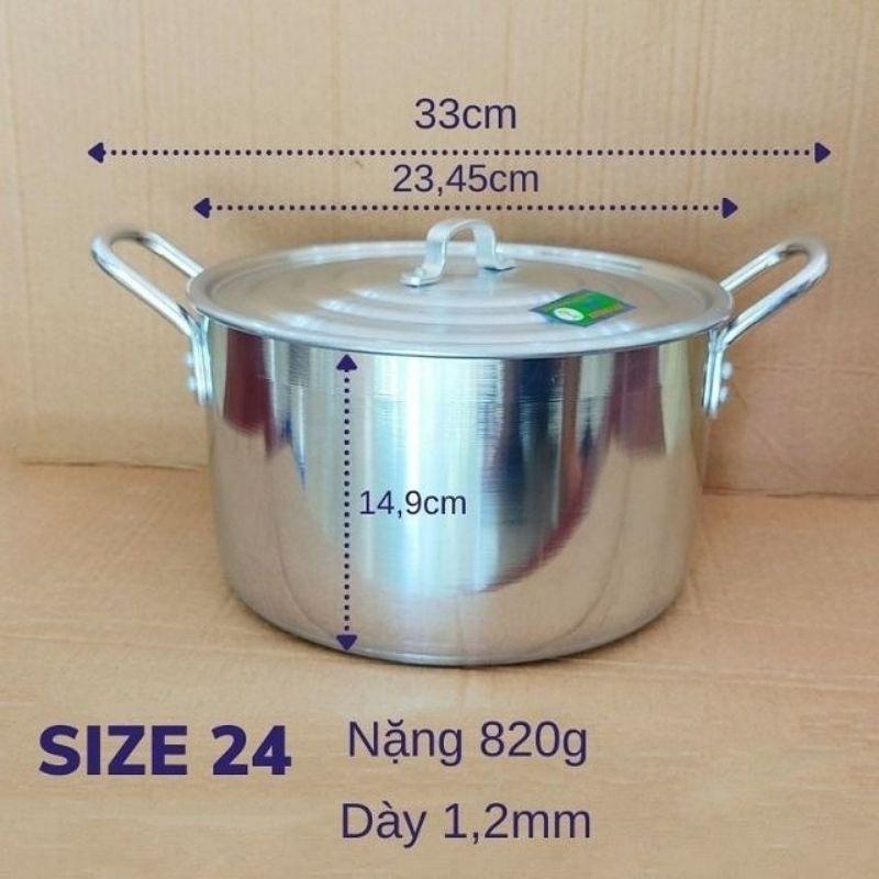 Nồi nhôm xoong nhôm nấu ăn 16,18,20,22,24 nồi nấu mì luộc gà nấu canh kho thịt cá đun bếp ga cao cấp hàng đẹp