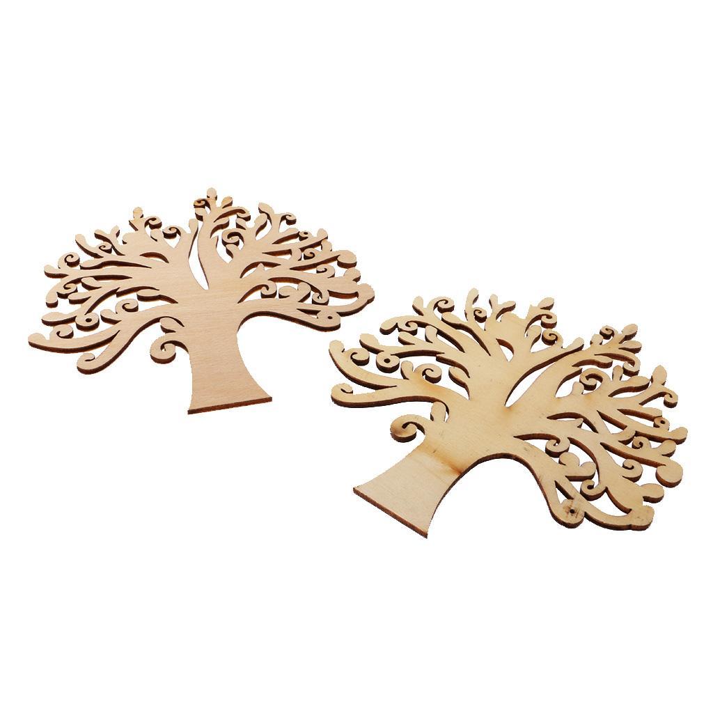 10 Pieces Unpainted Blank Wood Wooden Tree Embellishments for DIY Crafts