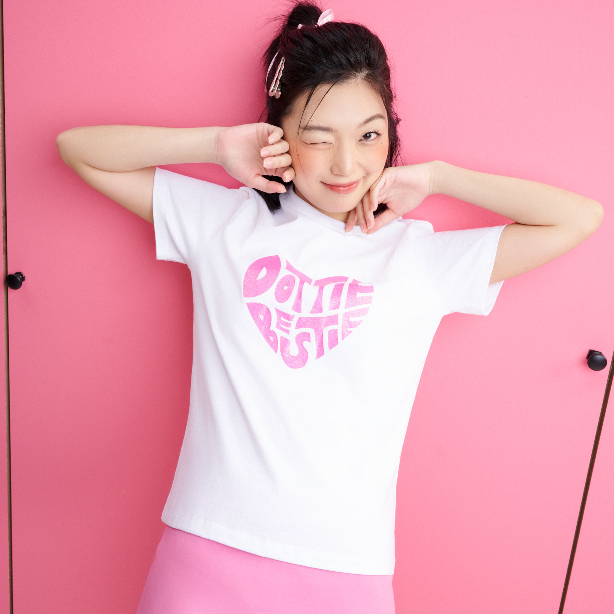 DOTTIE - Áo thun in Dottie Bestie kim tuyến - Trắng - T0765