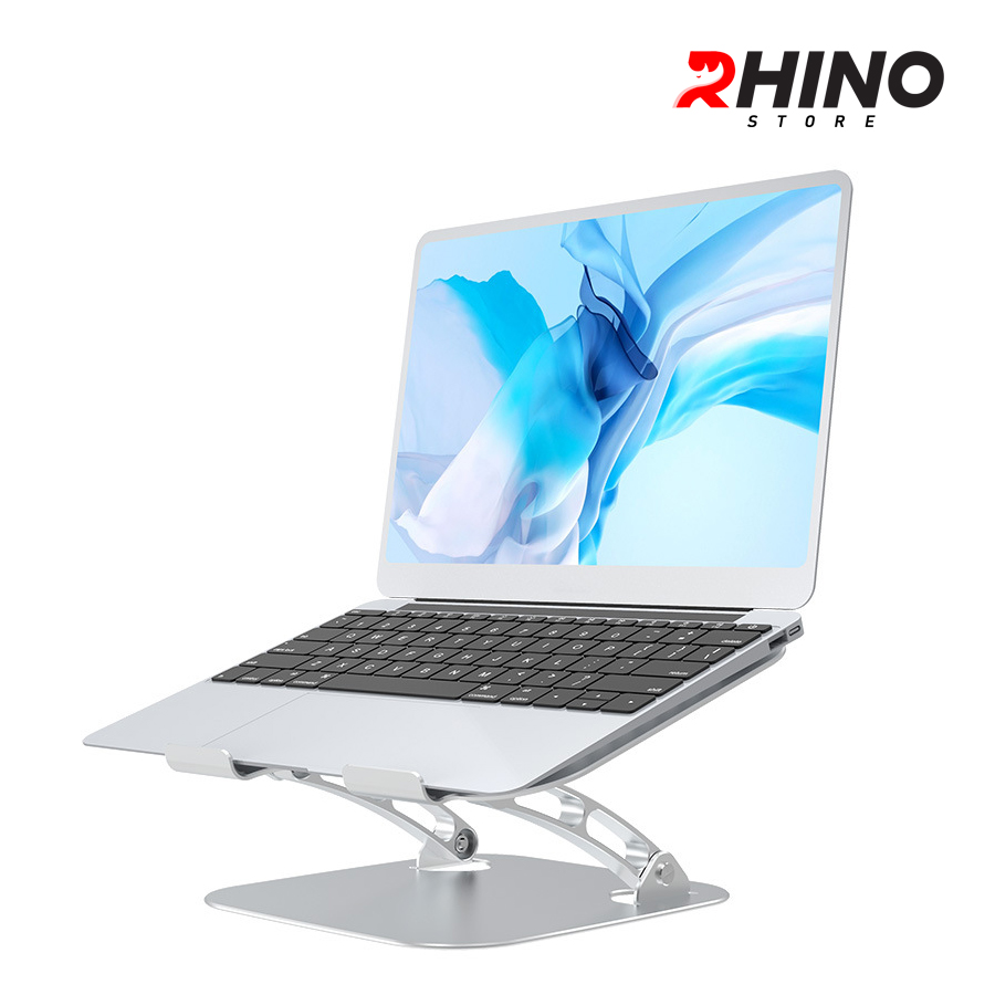 Kệ đỡ Laptop 2 quạt tản nhiệt Rhino KL202, giá đỡ máy tính nhôm cao cấp, gấp gọn - Hàng chính hãng