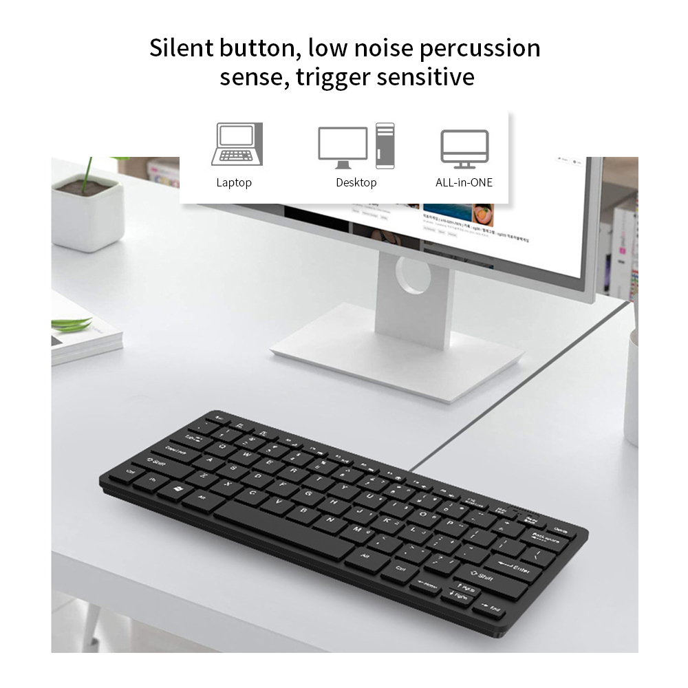 Bàn Phím Văn Phòng Chocolate Mini K-1000 78 Phím Có Dây USB, Màu Đen