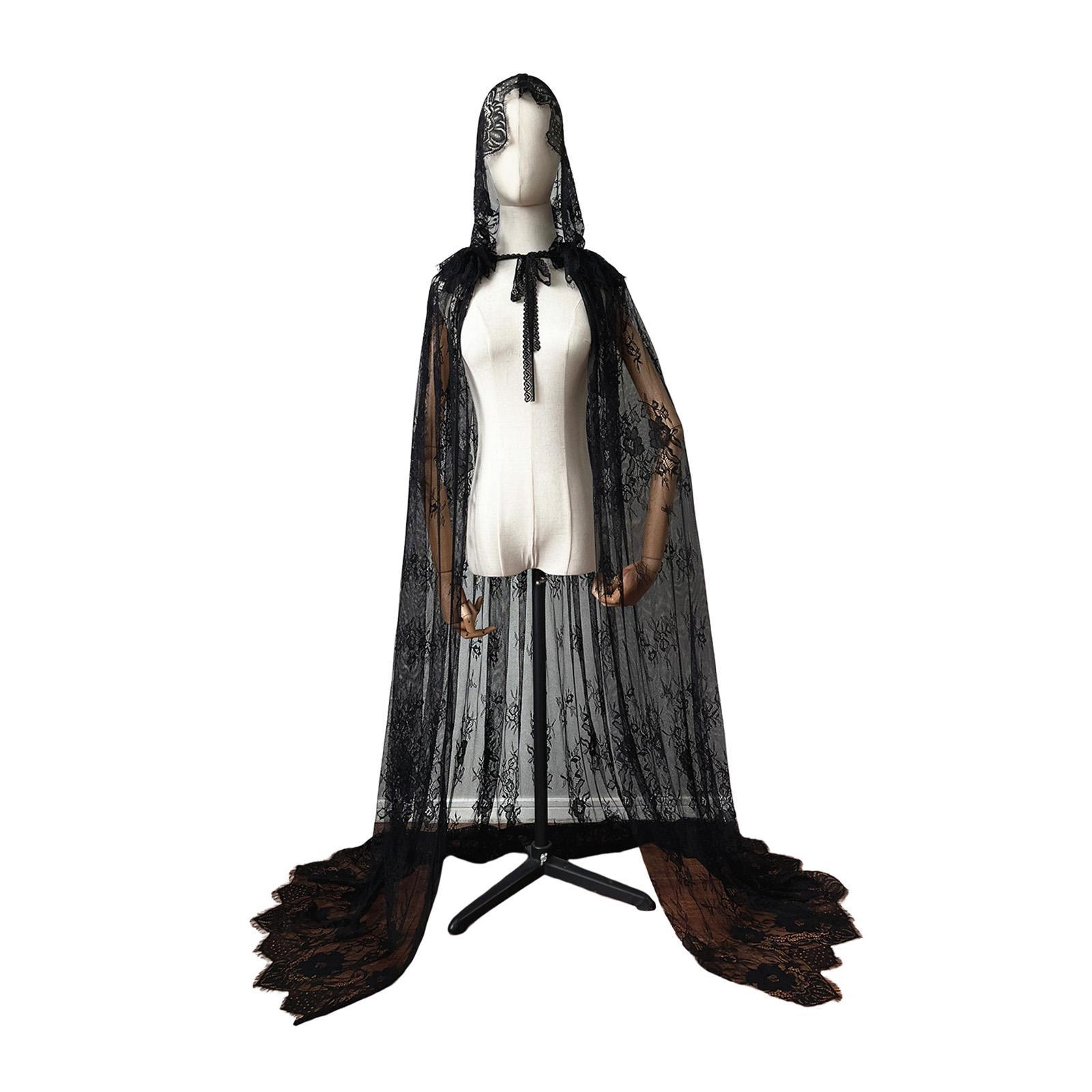Long Hooded Cloak Cape Hooded Cape Open Front Floor Length Wedding Bridal Cloak for Women Halloween Costume for Medieval Costumes Masquerade