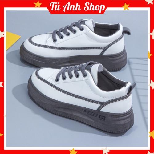 Giày thể thao nữ độn đế sneaker phối màu trắng xám bata cao cấp kiểu Hàn Quốc