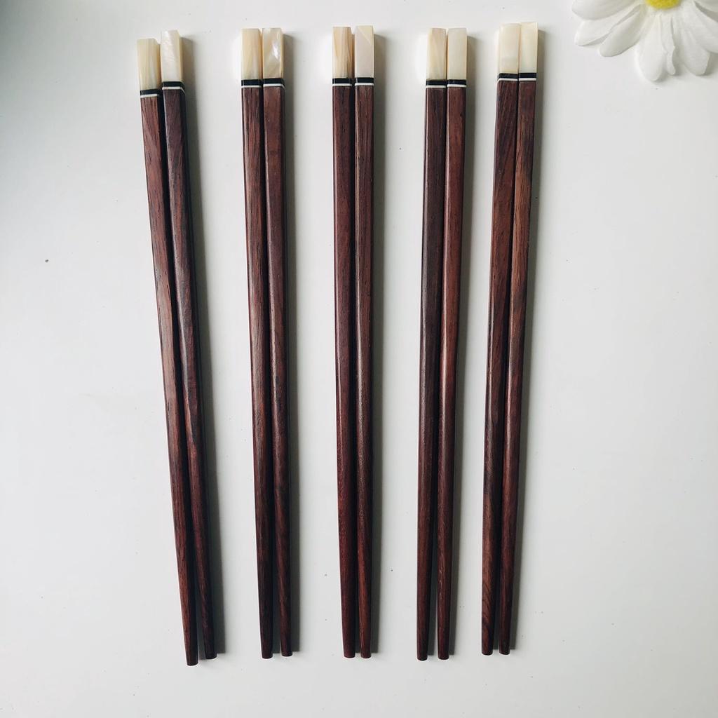 Đũa Gỗ Trắc Đỏ 25cm Cán Khảm Trai Trắng,Đũa Phong Cách Nhật Bản, Phụ Kiện Nhà Bếp, Chụp Ảnh Decor