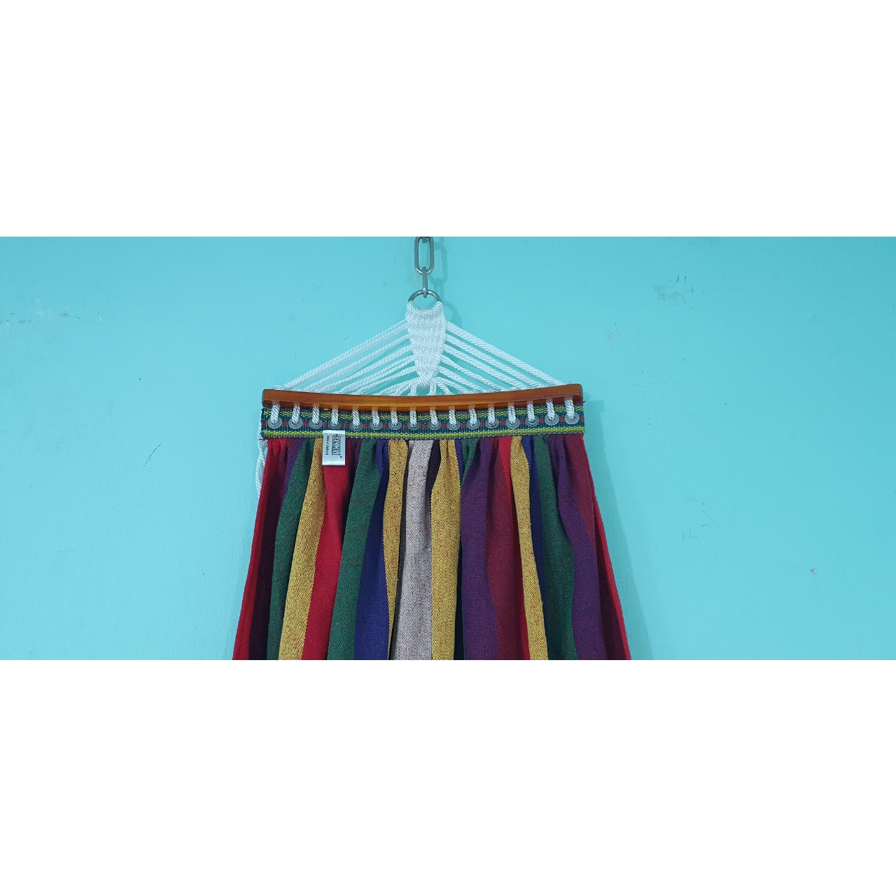 Võng vải bố sọc đỏ BAN MAI, gỗ/nhựa 40cm, không kèm khung