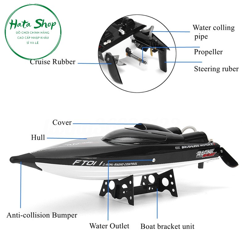 Tàu Cano Điều Khiển Từ Xa FT011 siêu tốc Racing Boat Fei lun 55km/h cao cấp High Speed