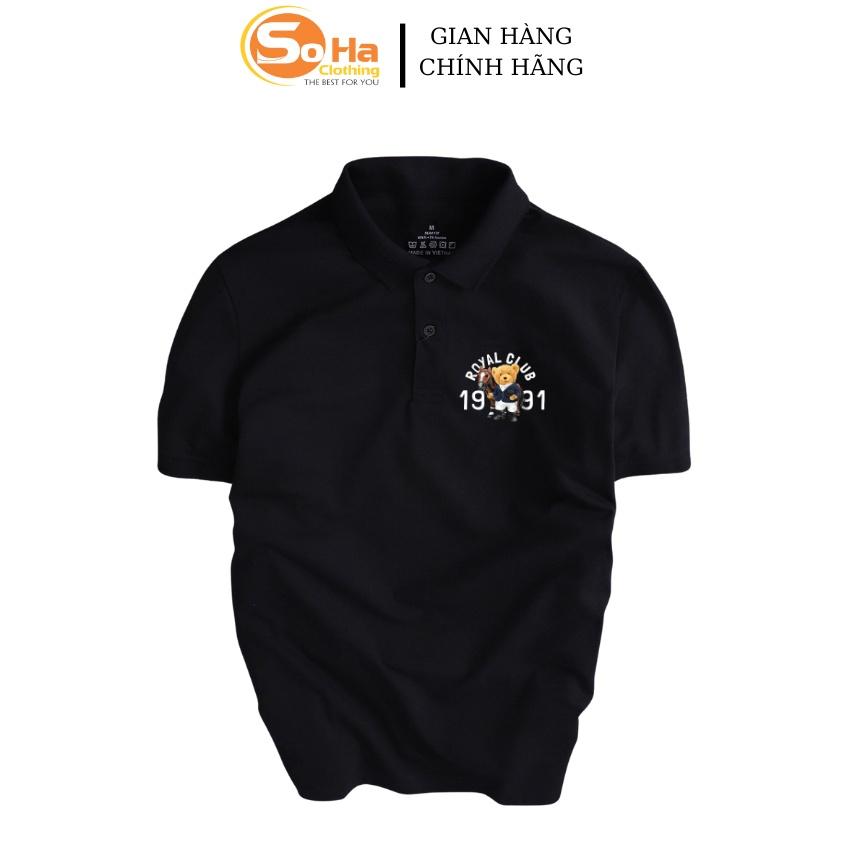 Áo POLO nam cổ bẻ ROYA CLUB BEAR vải cá sấu dệt kim xuất xịn,chuẩn form, sang trọng ,thanh lịch - SOHA CLOTHING