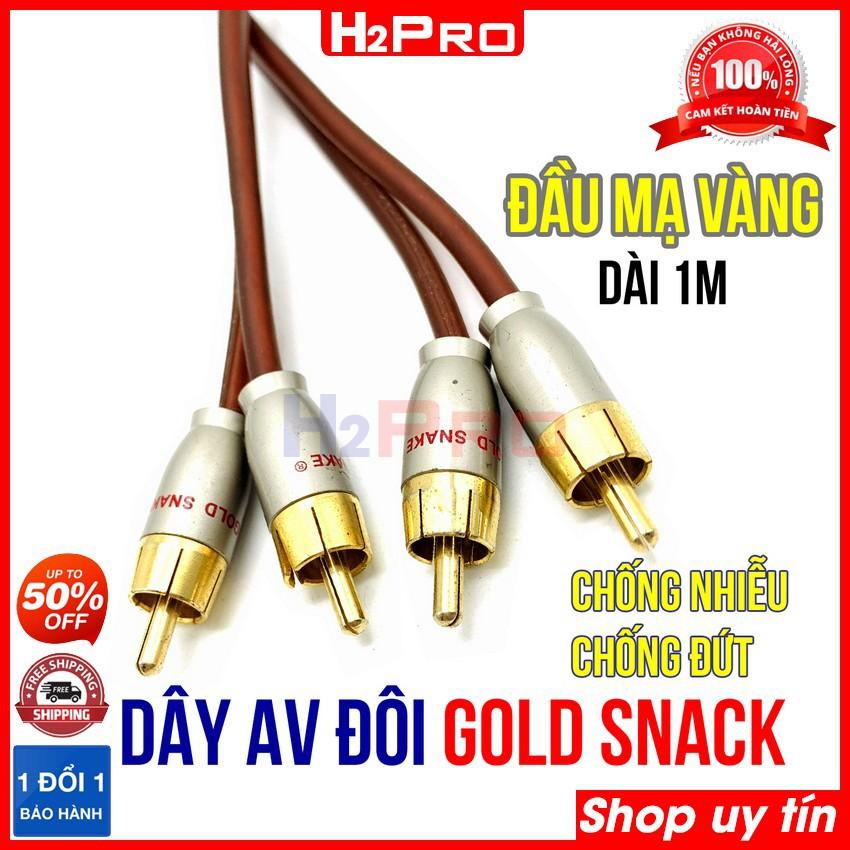 Dây av 2 đầu H2Pro GOLD SNACK cao cấp hàng tự làm lõi đồng dày và jack gold snack mạ vàng, dây av đôi 2 ra 2 chống nhiễu