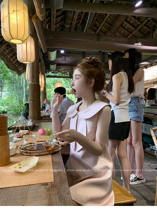 CHENGRUI Búp bê Pháp cổ công chúa đầm 2023 mùa hè cao cấp cảm giác khí chất nhỏ một từ ngắn
