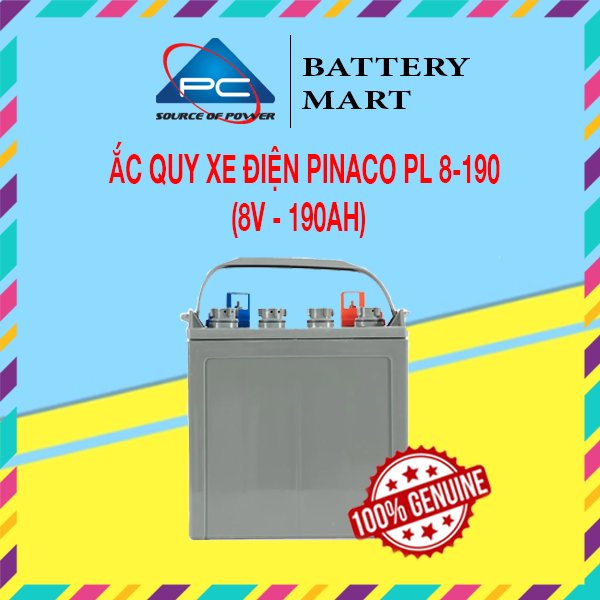 Ắc Quy Xe Điện PINACO PL 8-190  8V-190Ah, acquy dùng cho xe golf, xe điện