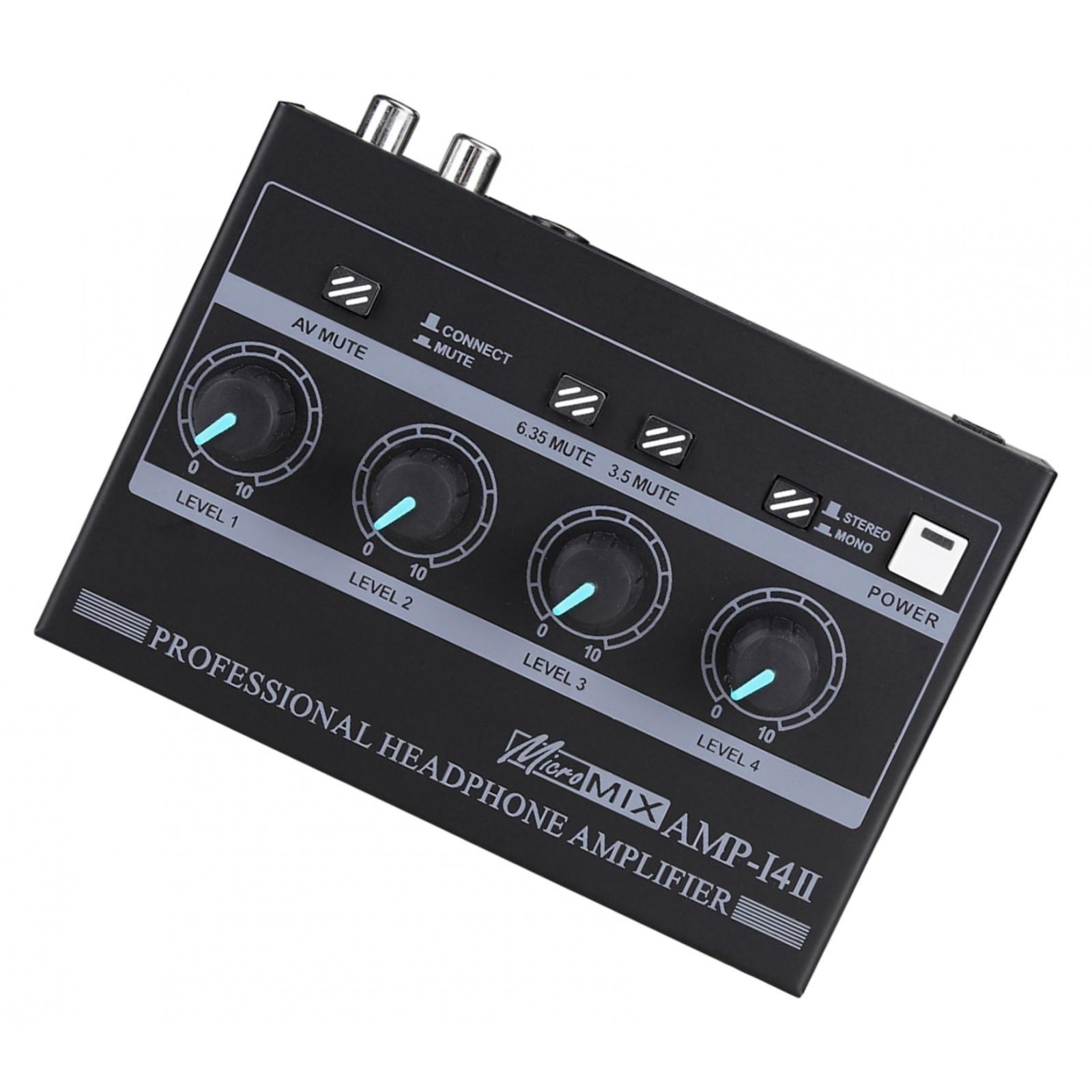 Headphone Amplifier Portable Compact RCA 6.35mm 3.5mm Input for Microphones