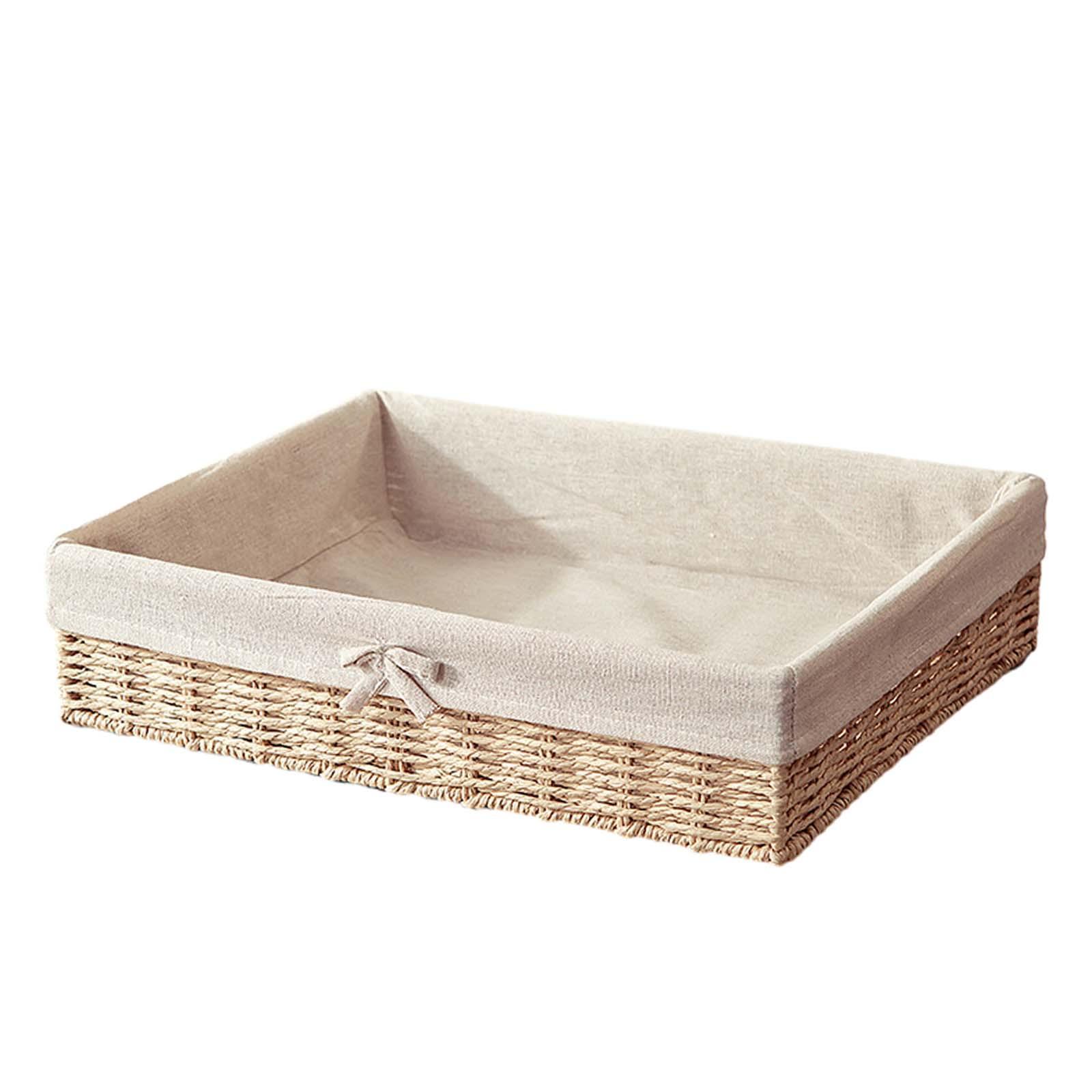 Woven Baskets Paper Rope Storage Basket Stackable Bin Organizer Rectangular Organizer Bin for Coffee Pastries Drinks and Food