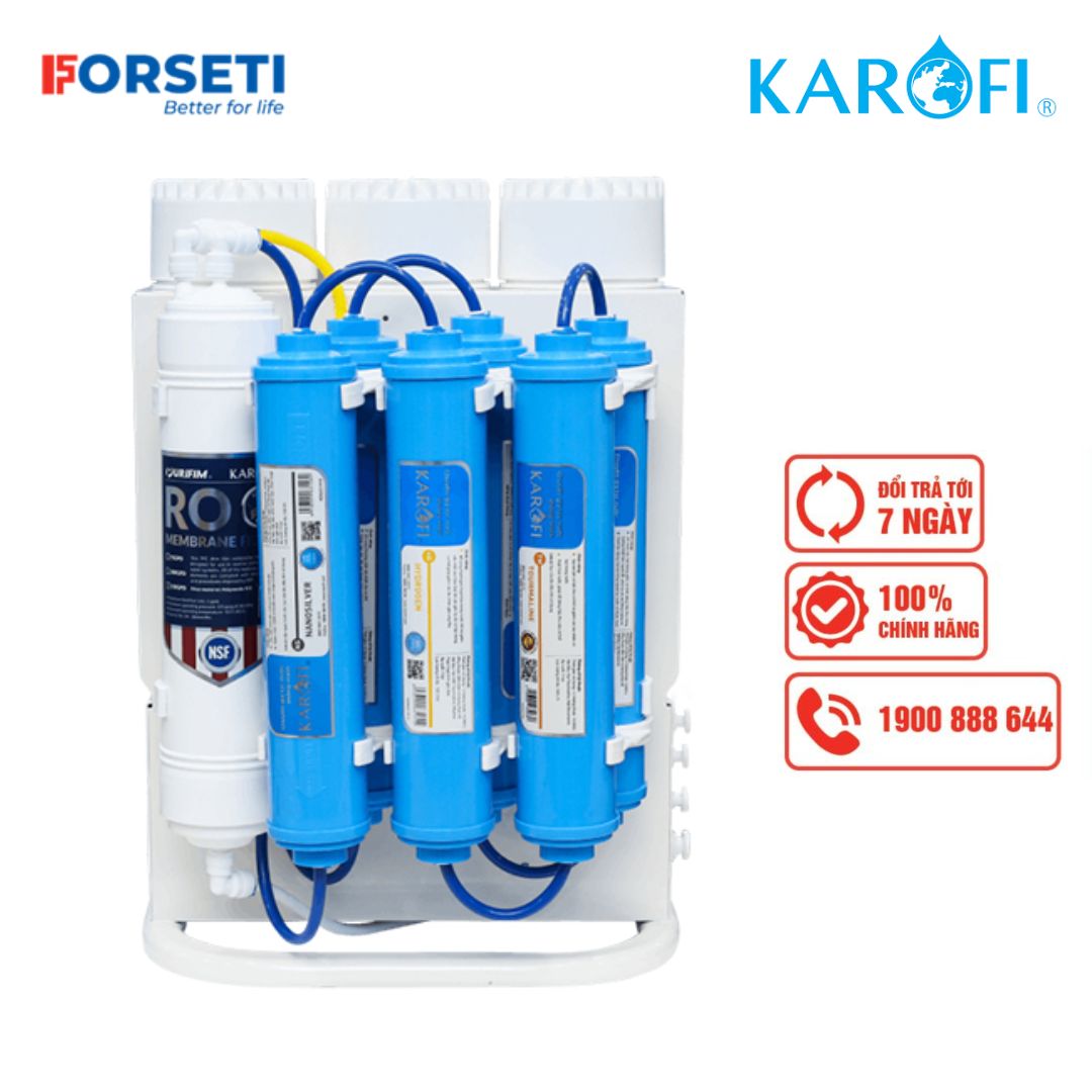 Máy lọc nước Karofi KAQ-U03 gồm 10 lõi sử dụng RO 100 Mỹ - Hàng chính hãng