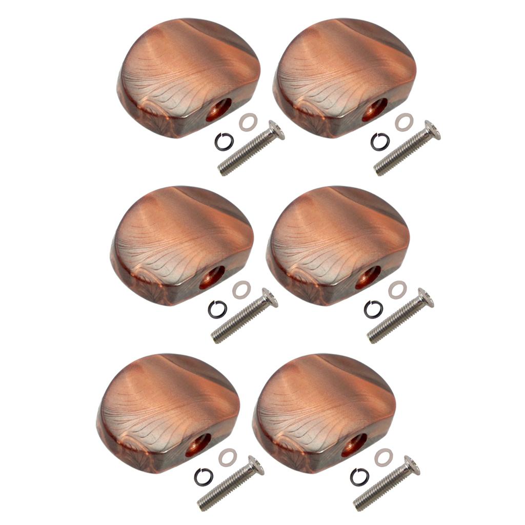 Sunnimix 6 Chiếc Hình Bán Nguyệt Hình Đàn Guitar Điện Chỉnh Chốt Nắp Chỉnh Âm Máy Đầu Thay Thế Nút Núm, Cà Phê