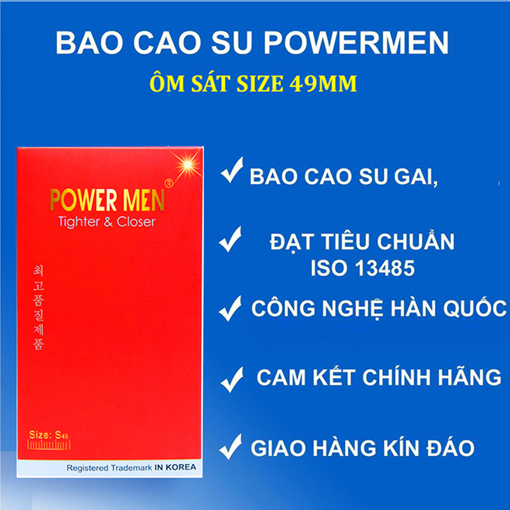 Bao cao su Powermen size nhỏ ôm sát (hộp 144 cái)- Bộ 144 BCS Powermen cho gia đình mỏng trơn (Size 49mm) - Chính Hãng 100%