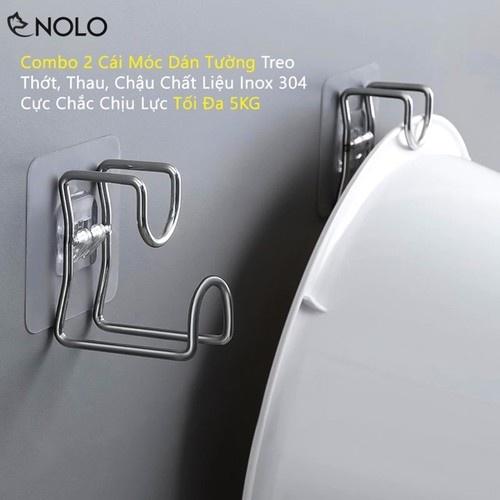 Combo 2 Móc treo thau chậu dán tường inox - Móc inox treo đồ dán tường đa năng - Móc treo đồ nhà bếp tiện lợi