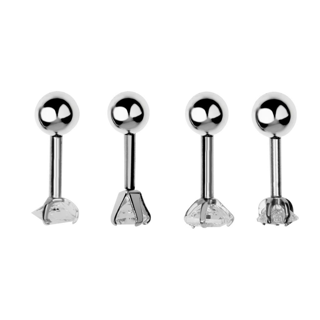 4pcs Stainless Steel Ball Top Lip Studs Tragus Ear Rings Bars 1.2mm
