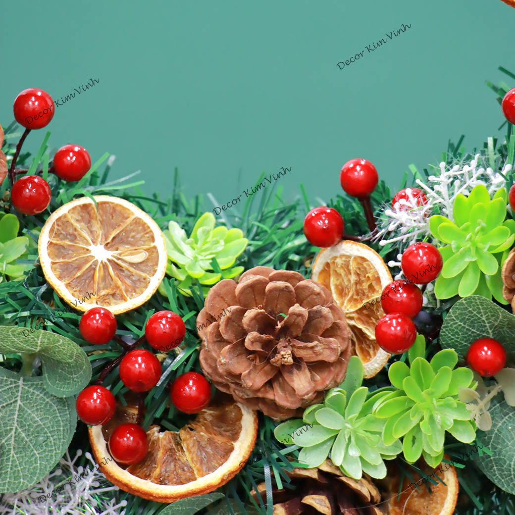 Vòng Tròn Nến Giáng Sinh DN129 Kèm Nến Vòng Nến Lát Cam Trang Trí Noel Vintage Lãng Mạn