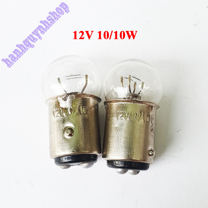 Bóng đèn ô tô xe máy 12V 10/10W hoặc 24V 10/10W 2 tóc đui cài