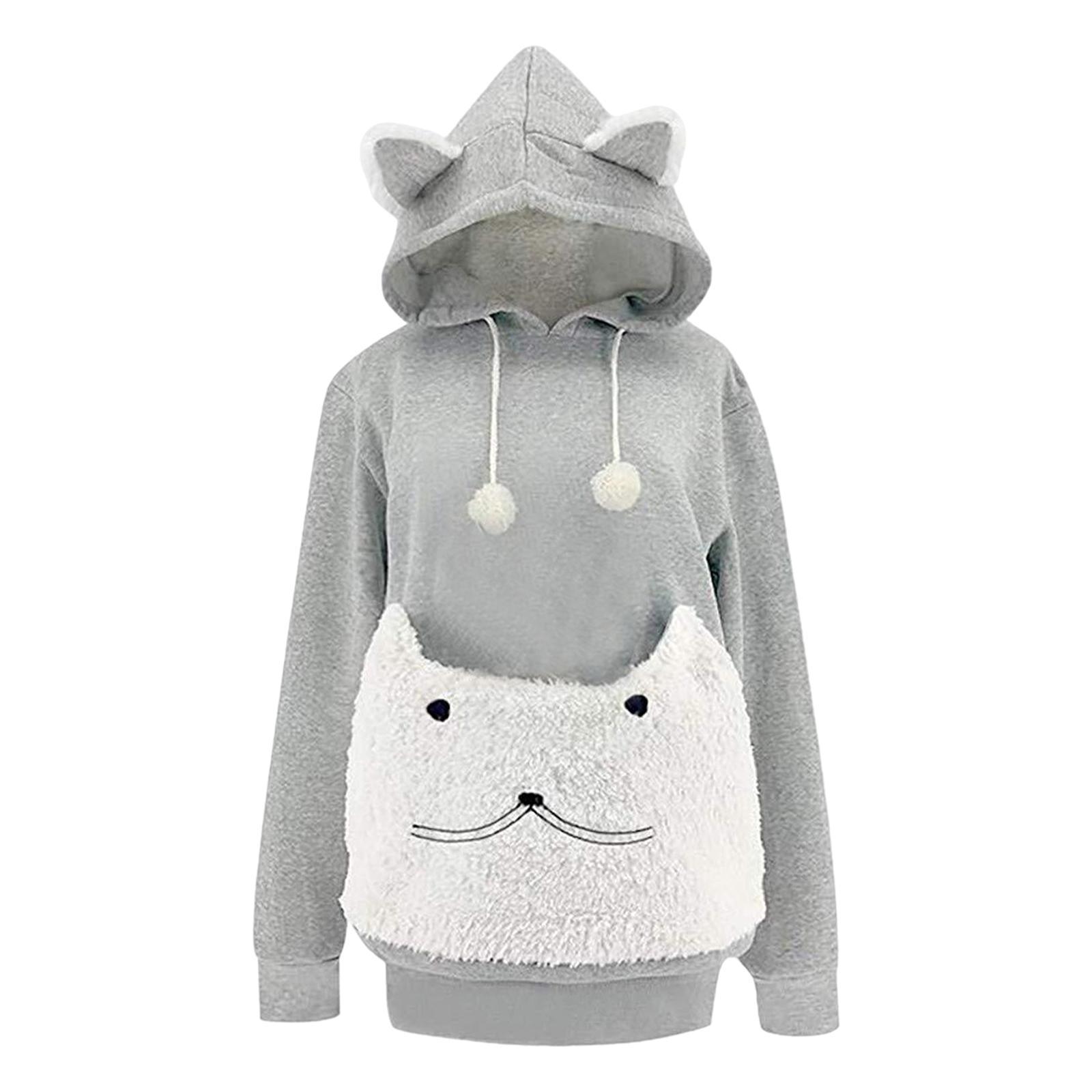 Pet Hoodies Sweatshirt Cat Holder Carrier Big Pouch Loose for Outdoor Travel